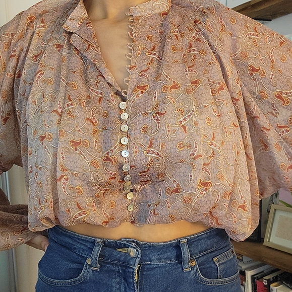 Crop Peasant Blouse - Picture 3 of 4
